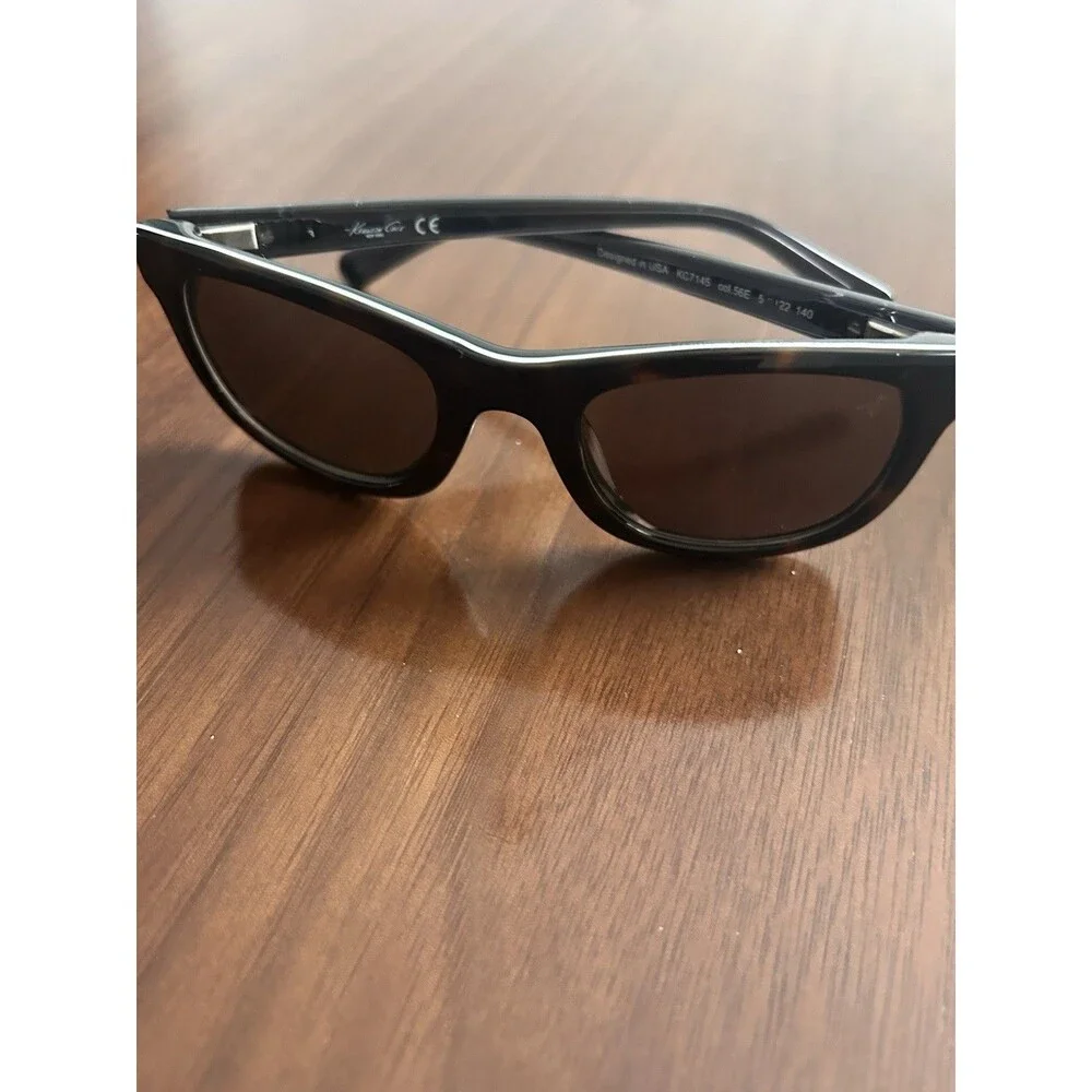 Kenneth Cole KC7145 Women's Cat Eye Sunglasses Black/Brown Tinted 55-22 140mm